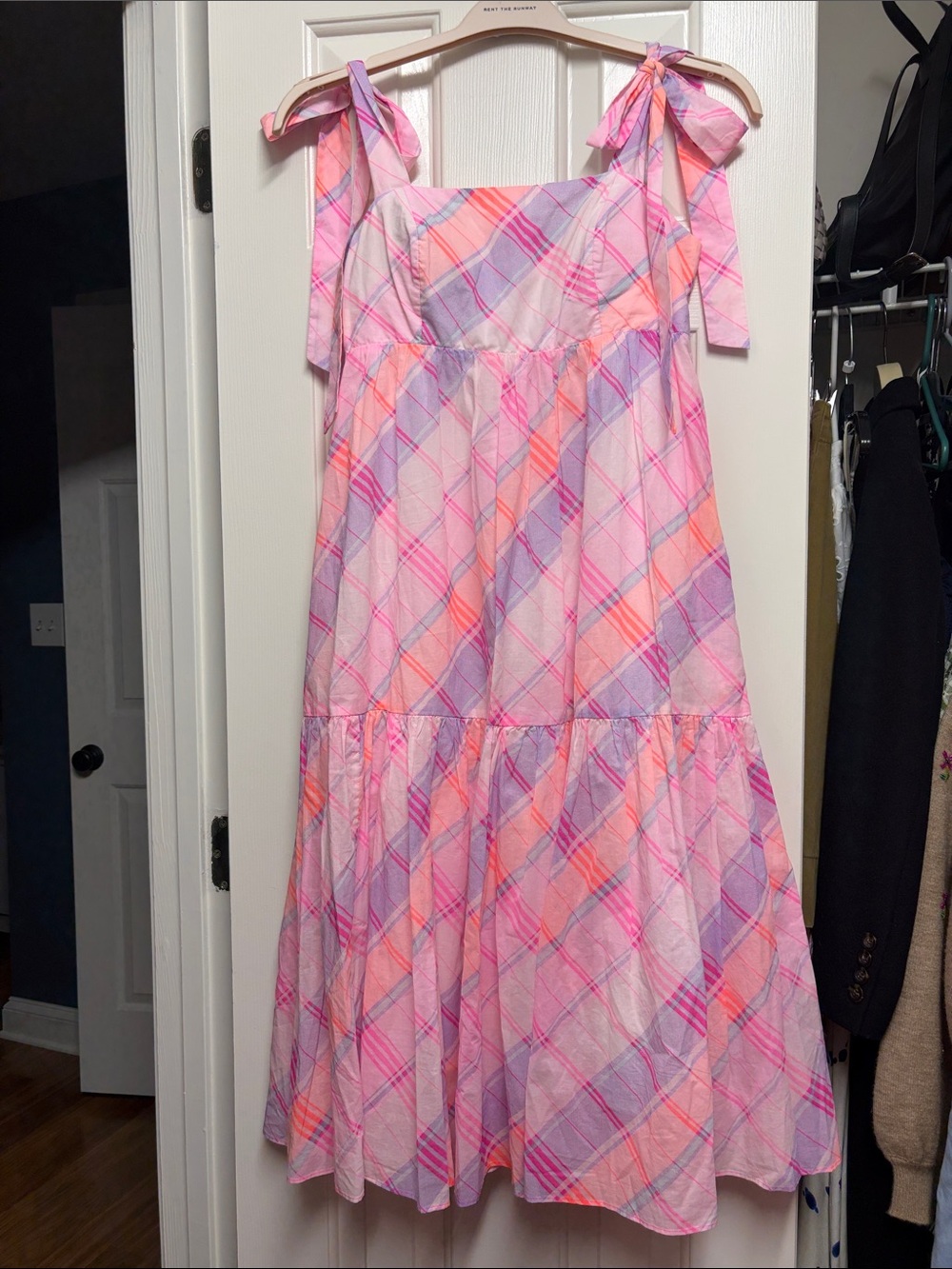 Lilly Pulitzer Tie-Shoulder Plaid Sundress in Pink & Purple